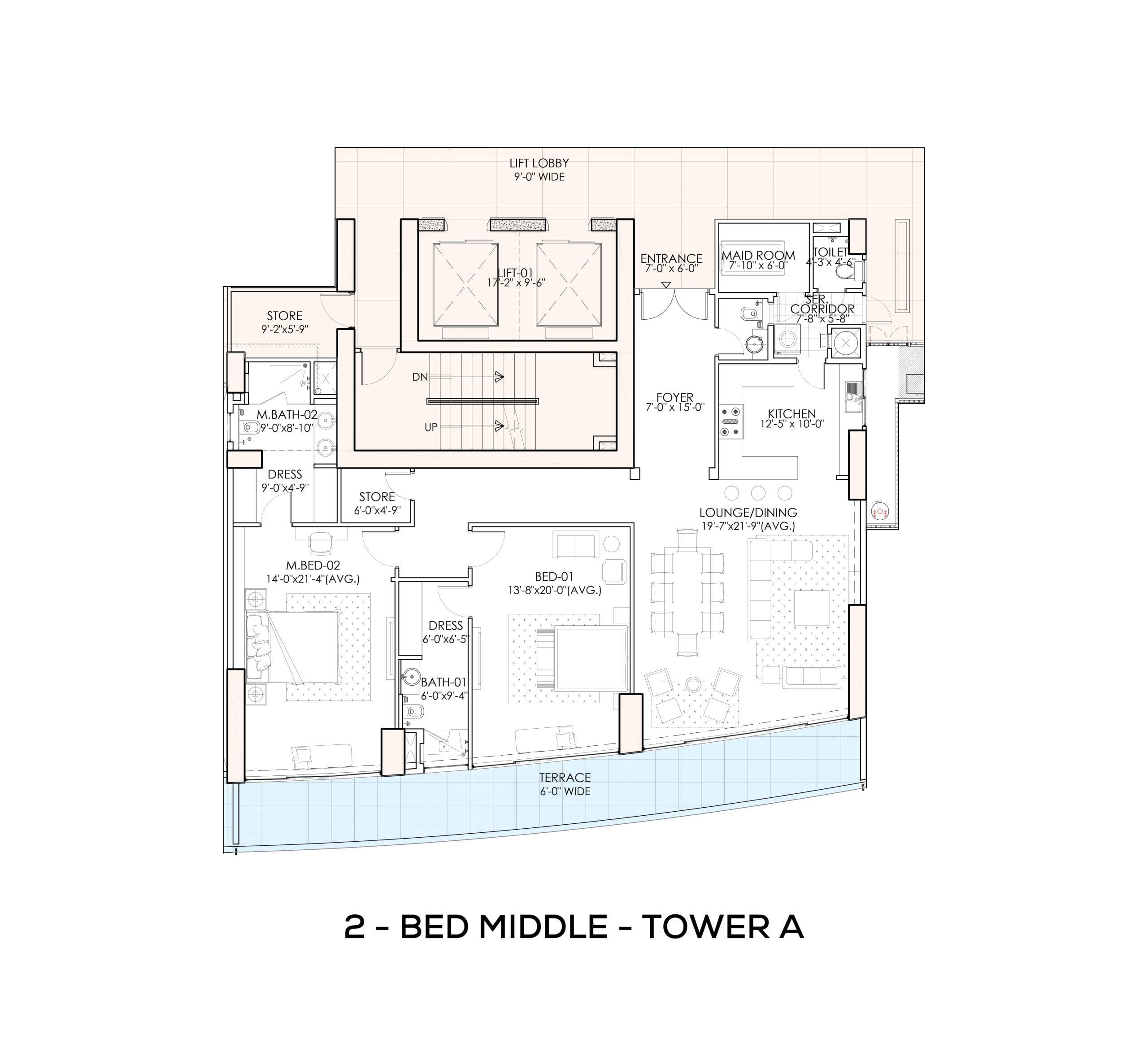 Tower A – 2 Bedroom Apartment