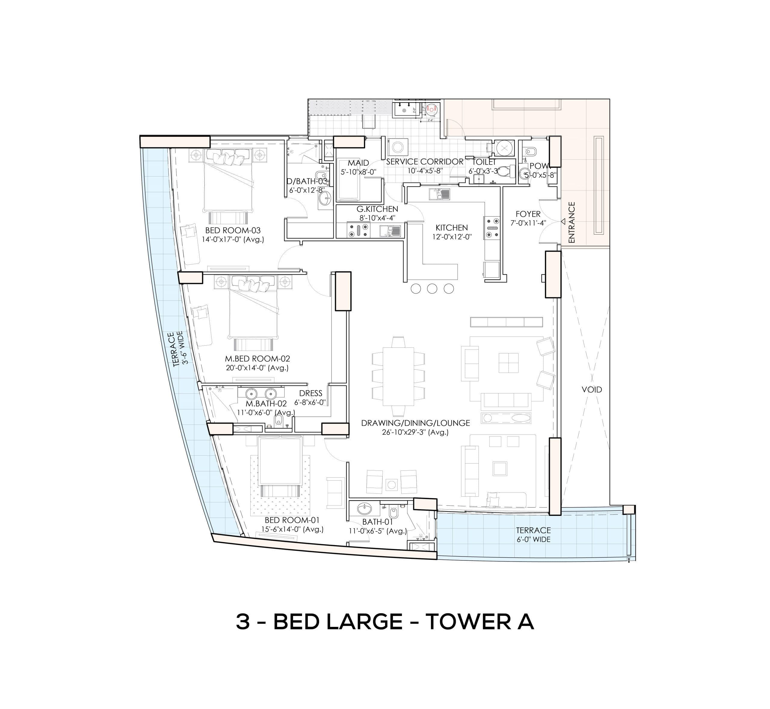 Tower A – 3 Bedroom Apartment